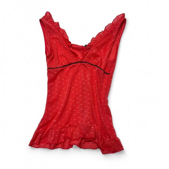 Rampage Pink-Red Lace Polka Dot Perfect Layering Staple Piece Top Size Small - Picture 3 of 5